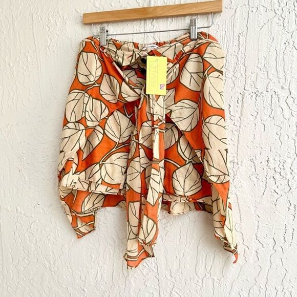 Diane von Furstenberg mini cotton pattern orange cream floral skirt US 4 - Picture 1 of 8